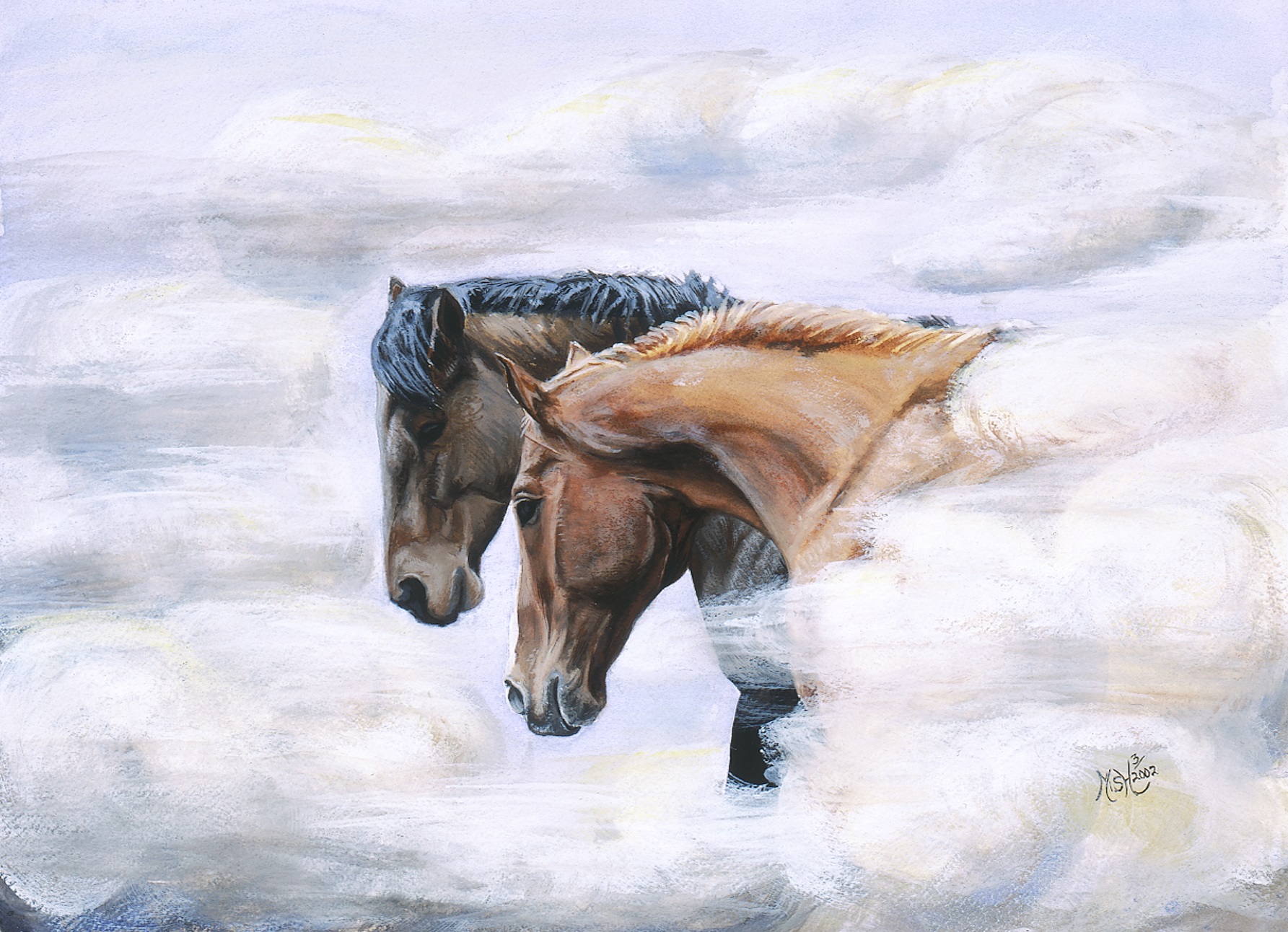 'Cloud Dancers', watercolor.